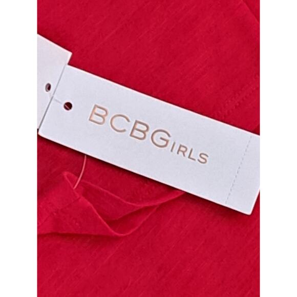 NWT Girls BCBG Red White Black Glitter Short Sleeve Peace Heart Top Size M - Picture 4 of 5